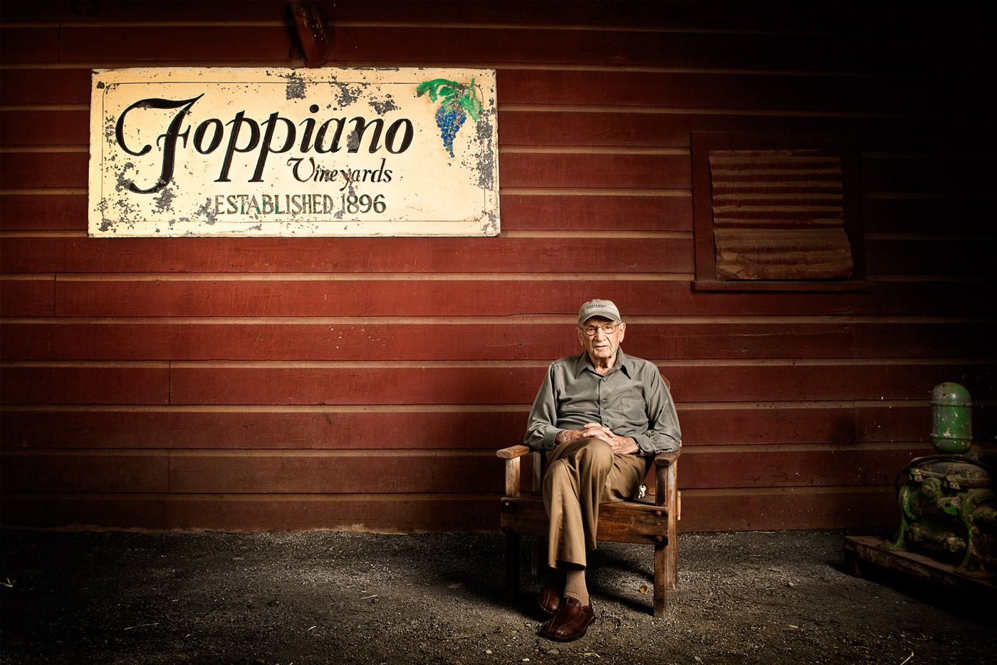 Louis Foppiano Sr. portrait at his winery in Sonoma County